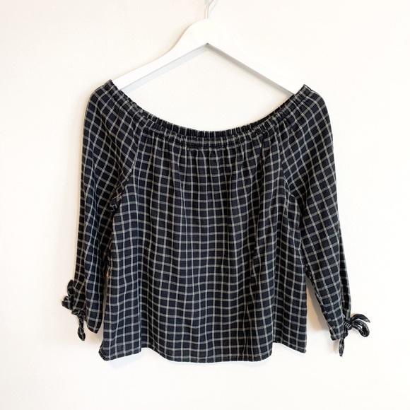 BOGO! Madewell Off Shoulder Plaid Top - Picture 3 of 8